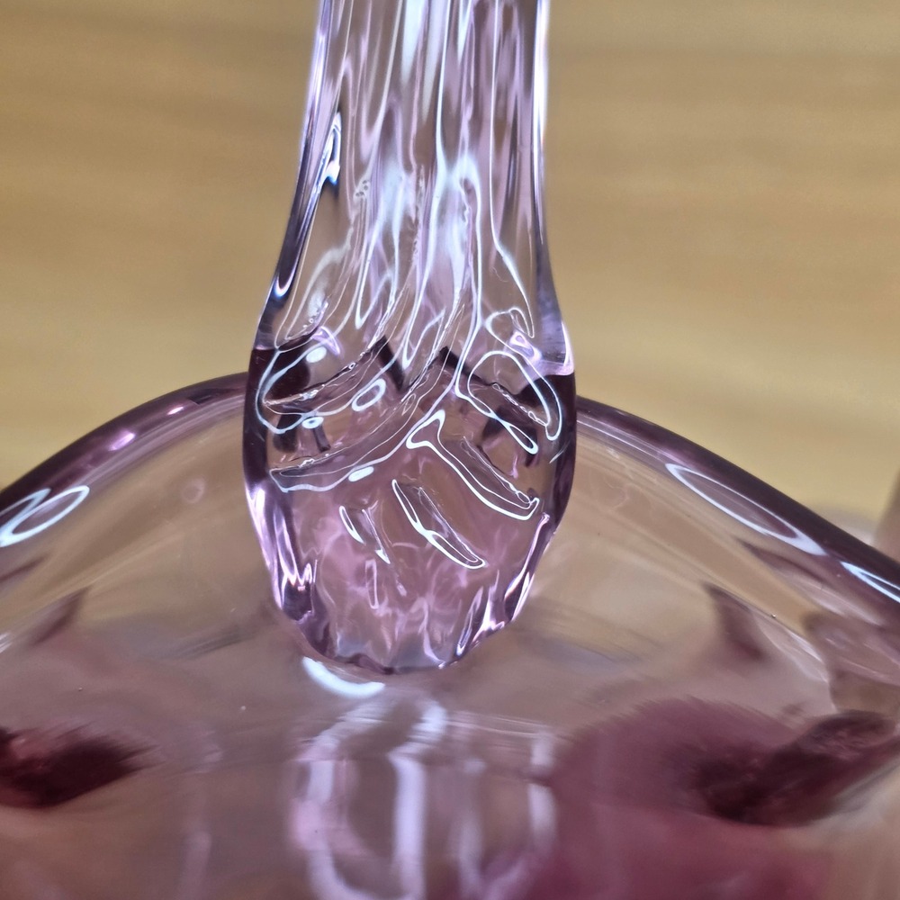 Fenton Dusty Rose Pink Button and Arches Glass Basket Twisted Handle Vintage MCM - Picture 11 of 11